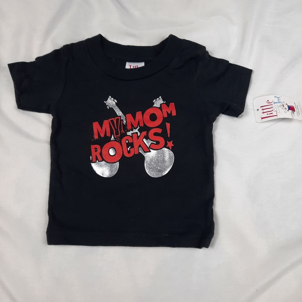 Size 6Mths Little Teez " My mom rocks " Baby Tee Shirt Cute Shower Gift Idea